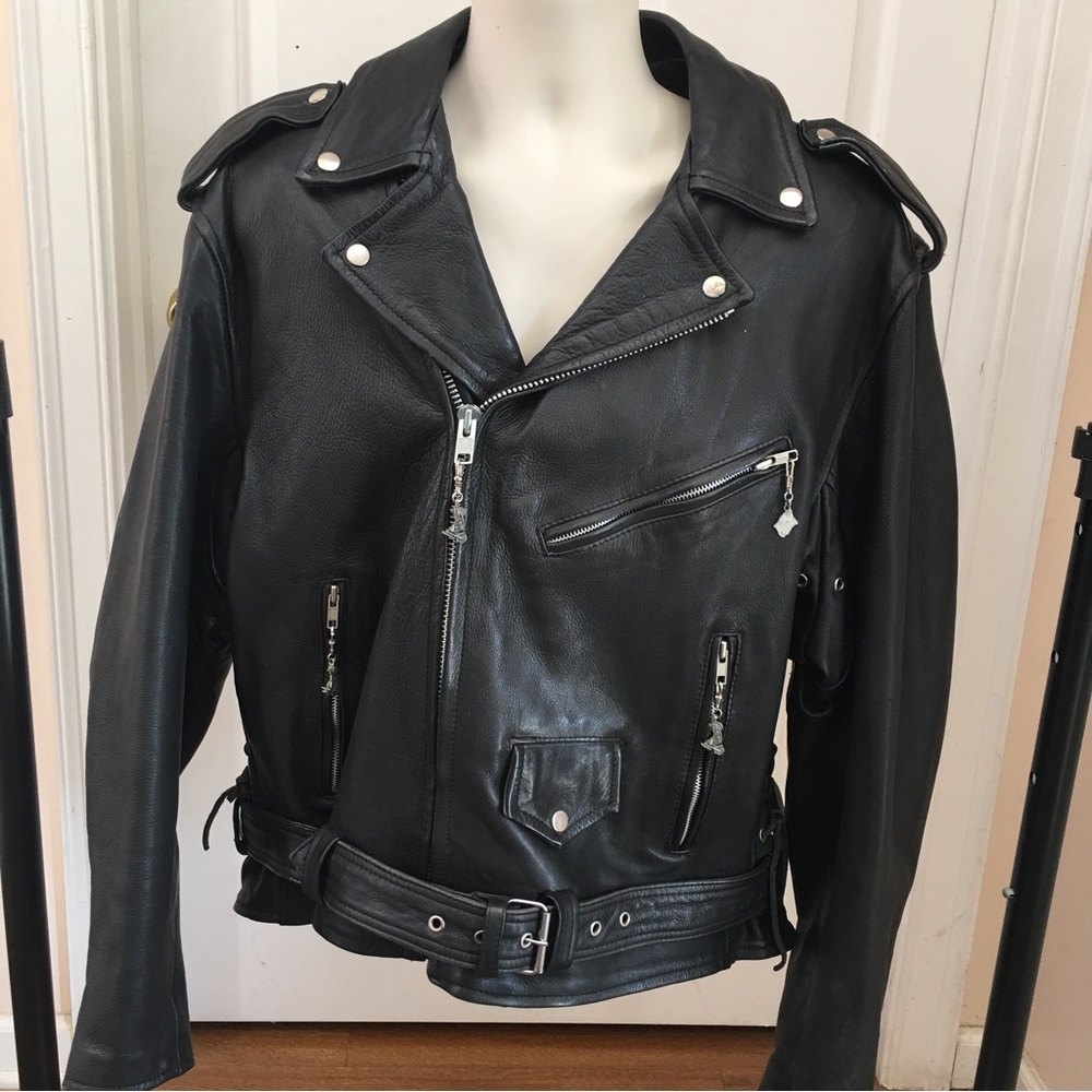 Hot Leathers Mens Motorcycle Bikers Black Leather Sz 48